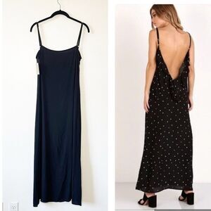 NWT Flynn Skye Ruffle Slip Maxi Dress Black Sun whimsical Size XS